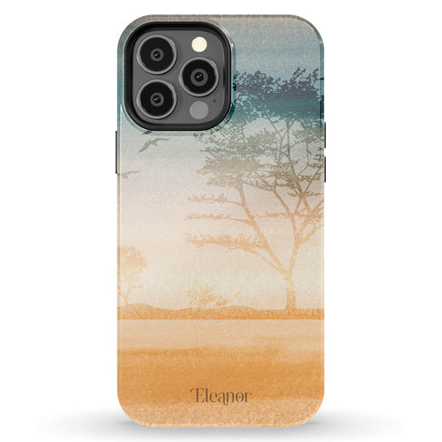 Watercolor Landscape Personalized Name iPhone Case
